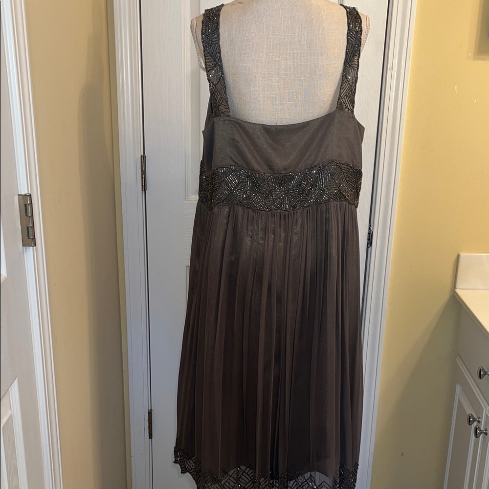 Adrianna Papell Silk Chiffon Beaded Midi Dress, Size 20W - Picture 6 of 12